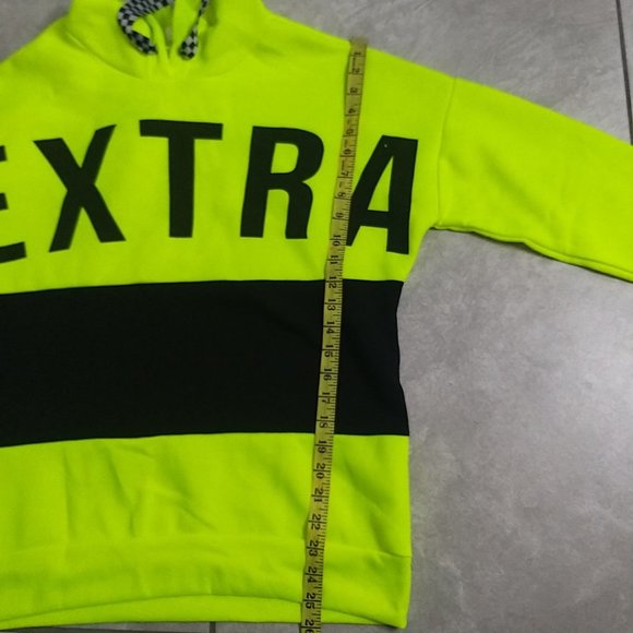 Stella Viva Highlighter Neon Yellow Pullover Hoodie Sweater size M - Picture 5 of 10